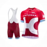 2016 Abbigliamento Ciclismo Katusha Alpecin Bianco Rosso Manica Corta e Salopette