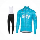 2017 Abbigliamento Ciclismo Sky Celeste Manica Lunga e Salopette