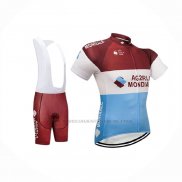 2018 Abbigliamento Ciclismo Ag2r La Mondiale Marrone Bianco Manica Corta e Salopette
