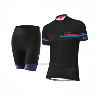 2020 Abbigliamento Ciclismo Donne Loffler Rosa Blu Nero Manica Corta e Salopette
