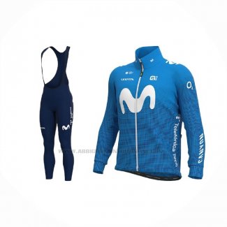 2021 Abbigliamento Ciclismo Movistar Blu Manica Lunga e Salopette