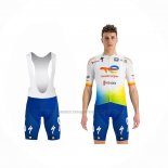 2022 Abbigliamento Ciclismo Direct Energie Bianco Giallo Blu Manica Corta e Salopette