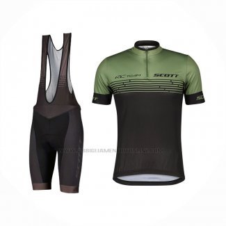 2022 Abbigliamento Ciclismo Scott Verde Manica Corta e Salopette