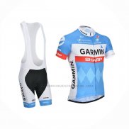 2014 Abbigliamento Ciclismo Garmin Sharp Azzurro Bianco Manica Corta e Salopette