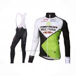 2014 Abbigliamento Ciclismo Multivan Merida Verde Bianco Manica Lunga e Salopette