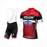 2016 Abbigliamento Ciclismo Etixx Quick Step Rosso Nero Manica Corta e Salopette