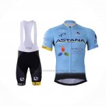 2017 Abbigliamento Ciclismo Astana Blu Manica Corta e Salopette