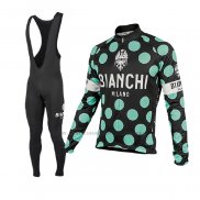 2017 Abbigliamento Ciclismo Bianchi Milano Ml Nero Verde Manica Lunga e Salopette