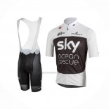 2018 Abbigliamento Ciclismo Sky Bianco Nero Manica Corta e Salopette(1)