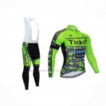 2020 Abbigliamento Ciclismo Tinkoff Saxo Bank Verde Camo Manica Lunga e Salopette