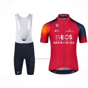 2023 Abbigliamento Ciclismo Ineos Grenadiers Rosso Manica Corta e Salopette
