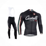 2014 Abbigliamento Ciclismo Castelli Nero Manica Lunga e Salopette