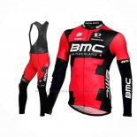 2016 Abbigliamento Ciclismo BMC Nero Rosso Manica Lunga e Salopette