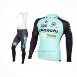 2016 Abbigliamento Ciclismo Bianchi Mtb Ml Nero Verde Manica Lunga e Salopette