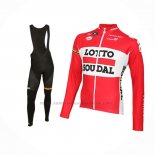 2016 Abbigliamento Ciclismo Lotto Soudal Bianco Rosso Manica Lunga e Salopette