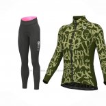 2023 Abbigliamento Ciclismo Donne ALE Giallo Verde Manica Lunga e Salopette