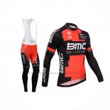2014 Abbigliamento Ciclismo BMC Nero Rosso Manica Lunga e Salopette