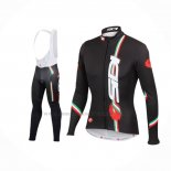 2014 Abbigliamento Ciclismo Castelli SIDI Nero Rosso Manica Lunga e Salopette