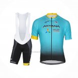 2017 Abbigliamento Ciclismo Astana Azzurro Manica Corta e Salopette