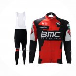 2017 Abbigliamento Ciclismo BMC Rosso Bianco Manica Lunga e Salopette