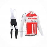 2019 Abbigliamento Ciclismo Corendon Circus Bianco Rosso Manica Lunga e Salopette