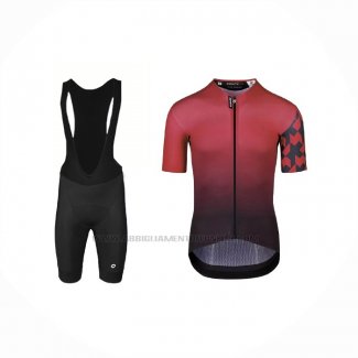 2021 Abbigliamento Ciclismo Assos Scuro Rosso Manica Corta e Salopette