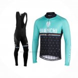 2021 Abbigliamento Ciclismo Bianchi Milano Nalles Azzurro Nero Manica Lunga e Salopette
