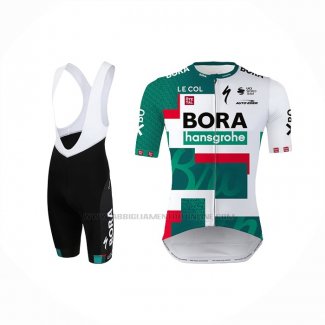 2022 Abbigliamento Ciclismo Bora-Hansgrone Verde Bianco Manica Corta e Salopette