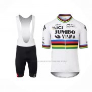 2022 Abbigliamento Ciclismo Jumbo Visma Bianco Manica Corta e Salopette