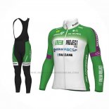 2023 Abbigliamento Ciclismo Bardiani Csf Faizane Verde Bianco Manica Lunga e Salopette