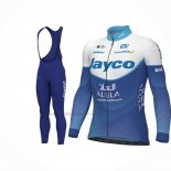 2023 Abbigliamento Ciclismo Jayco Alula Blu Bianco Manica Lunga e Salopette