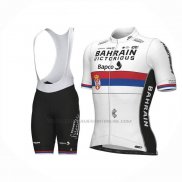 2023 Abbigliamento Ciclismo Serbian Campione Bahrain Victorious Bianco Rosso Blu Manica Corta e Salopette
