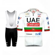2024 Abbigliamento Ciclismo UAE Portugal Campione Bianco Manica Corta e Salopette